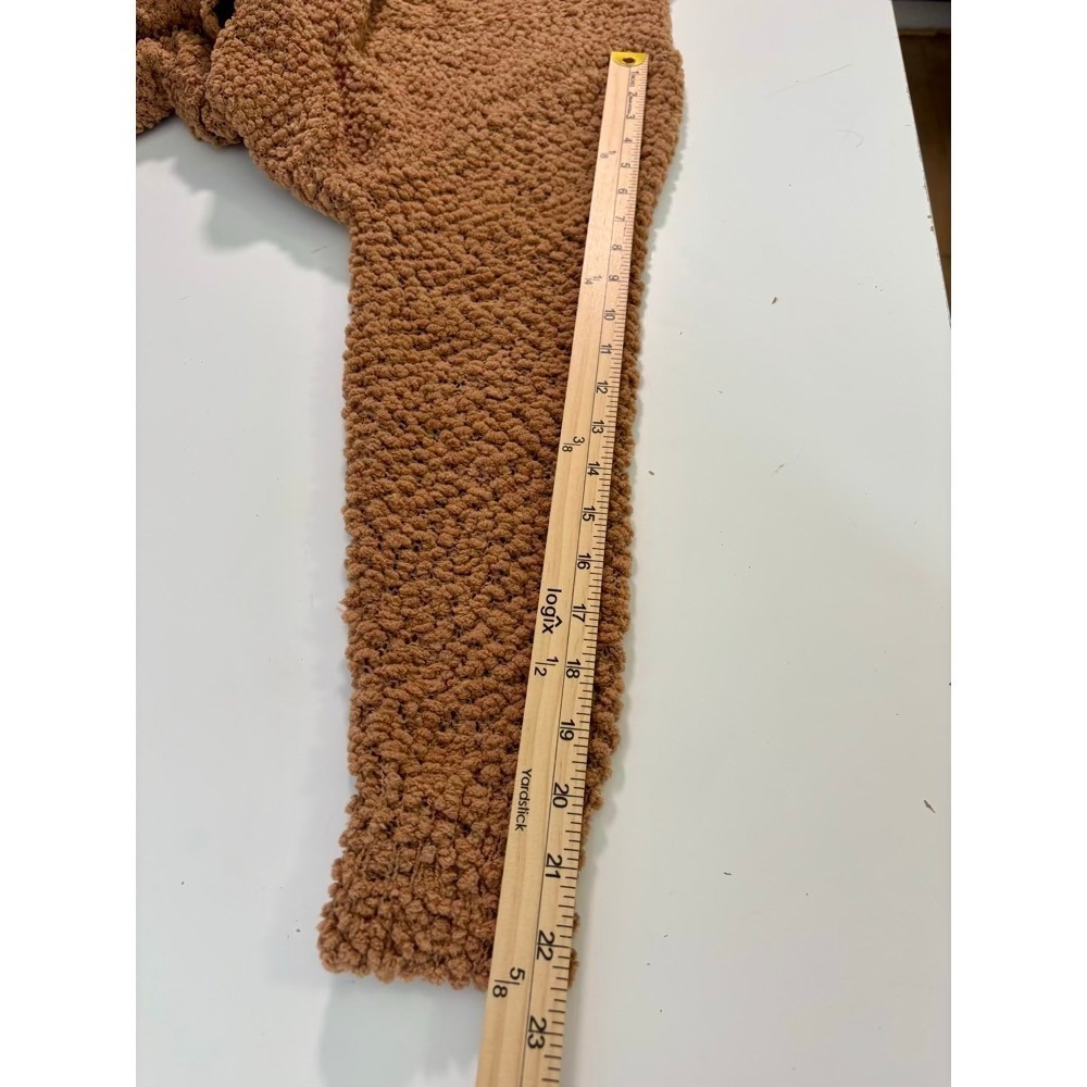 Zenana Popcorn Knit Cardigan Button Front Pocket Camel Brown XL Teddy Oversized - Picture 10 of 14